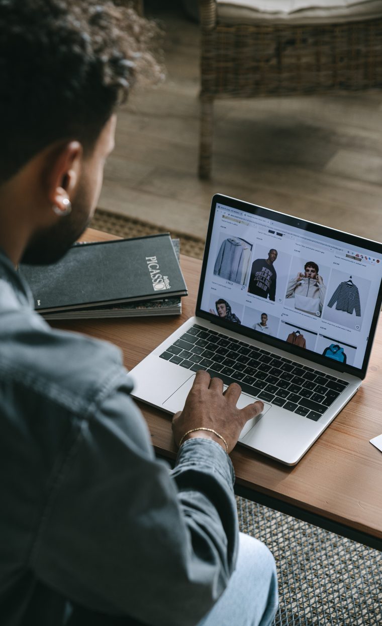 Shopping online on a laptop